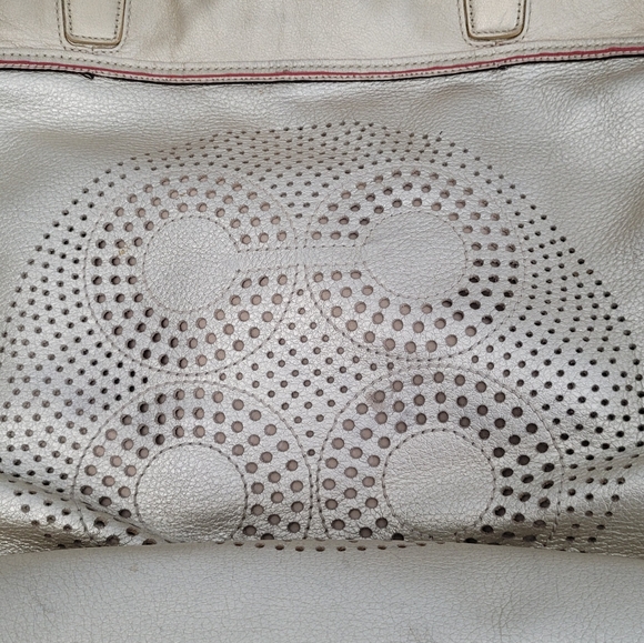 Coach Audrey Gold Metallic Leather Medium Size Tote Soft Pebble Leather Zip Clos - Picture 8 of 13